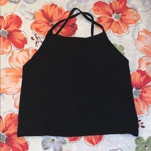 Black Crisscross Back Crop Top